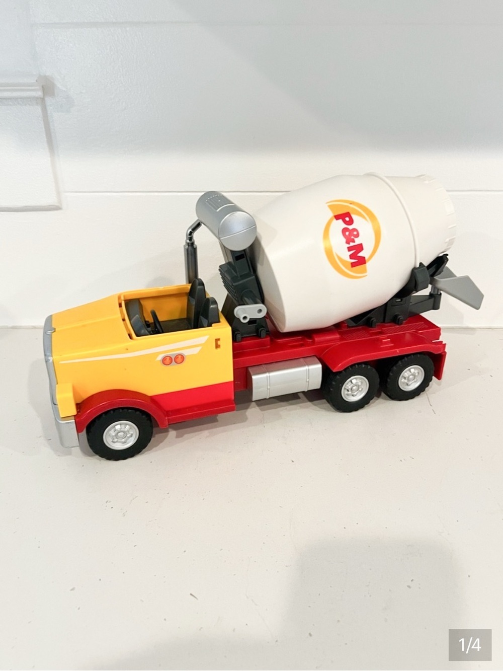 Large Playmobil Construction P&M Cement Mixer Truck Concrete Mixer Vehicle 2018